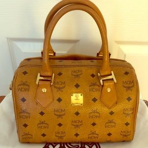 Authentic Vintage Cognac Visetos MCM Boston Bag